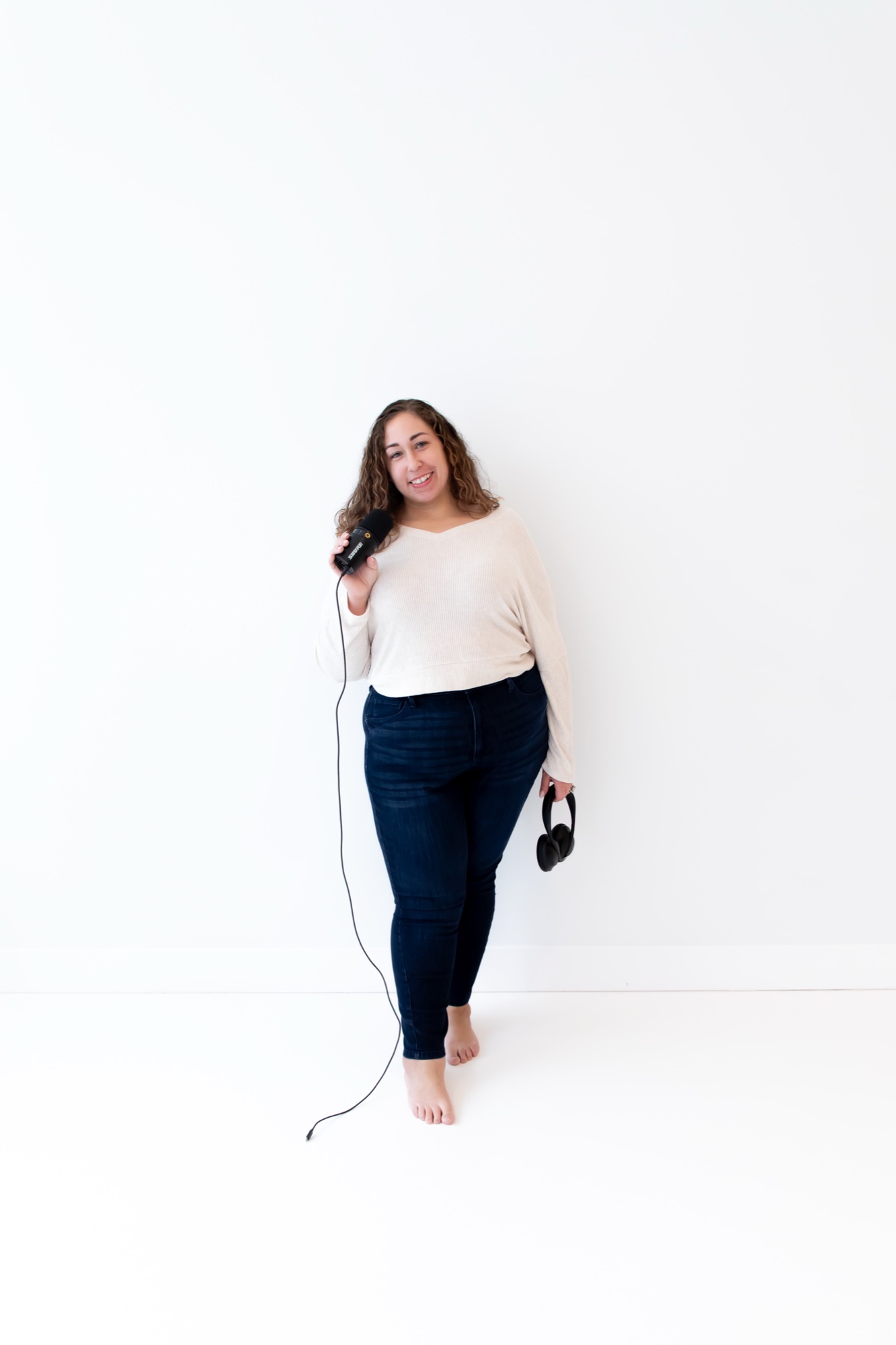 Pamela Krista behind the mic